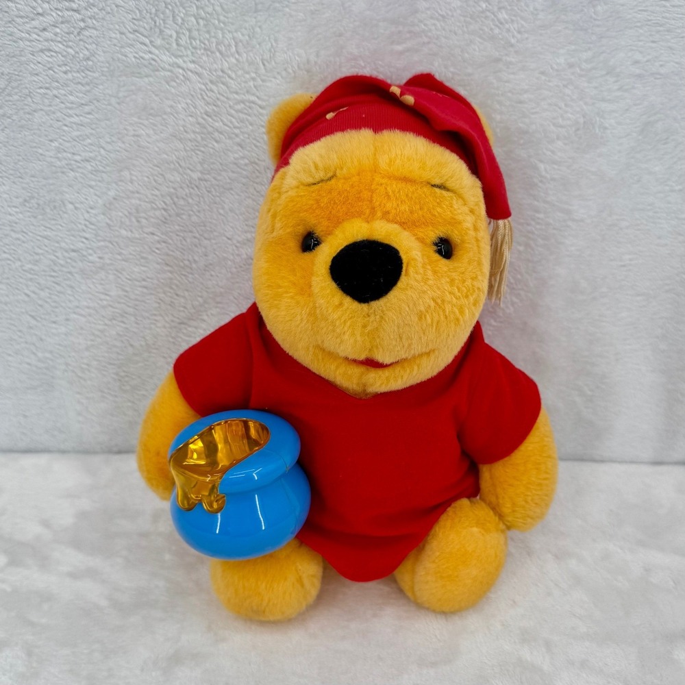 Vintage 1998 Disney Winnie the Pooh Bear Bedtime Plush W/ Light up Hunny Pot Toy